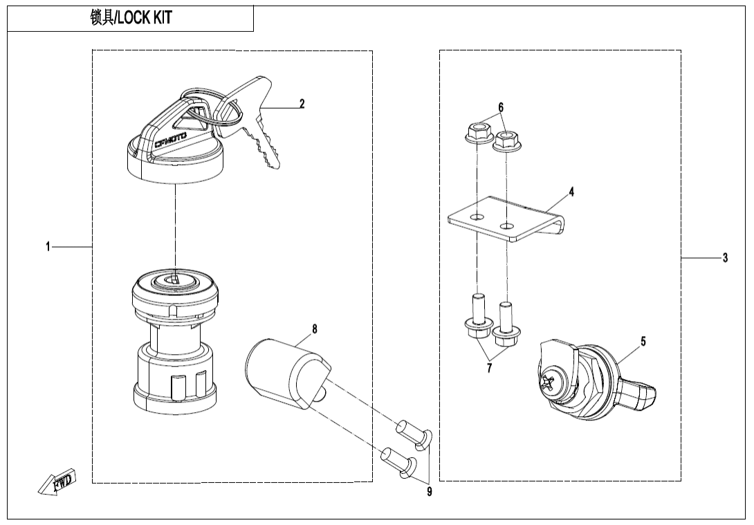 F01-B LOCK KIT(WITH STEERING WHEEL LOCK)
