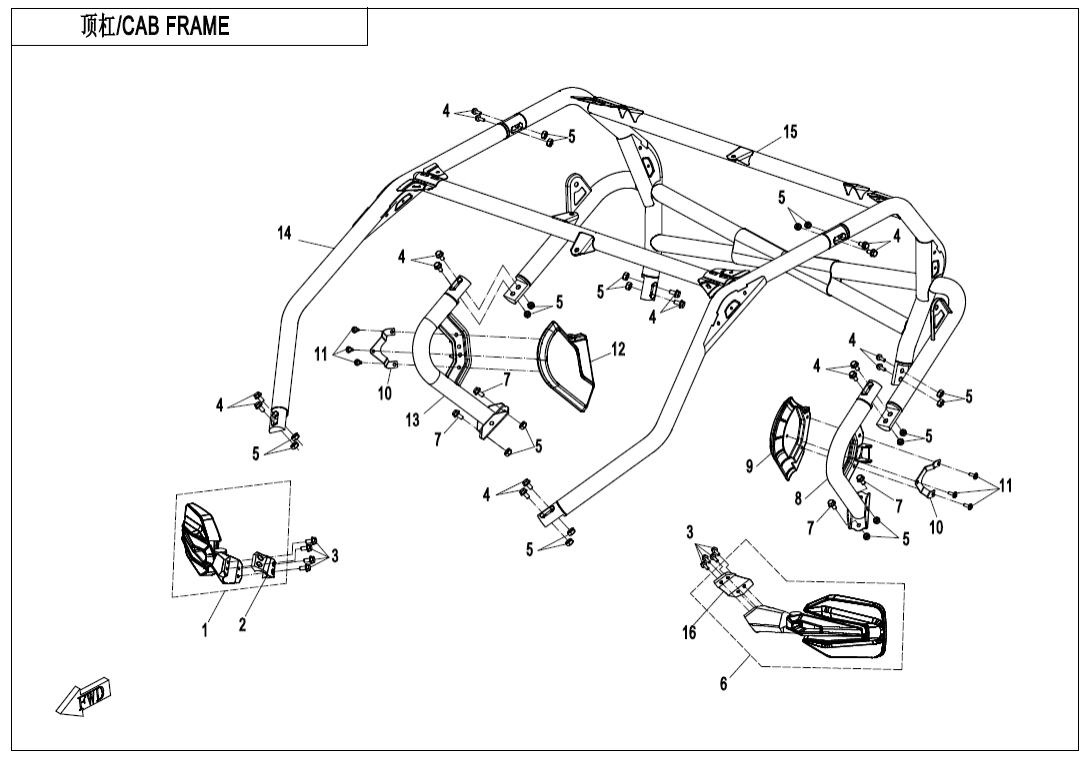 F23 CAB FRAME(FOR 3-POINT SEAT BELT)