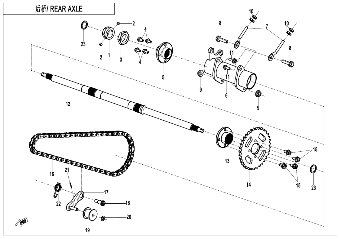 F33-B-V1 REAR AXLE(BOLT REGULATING)