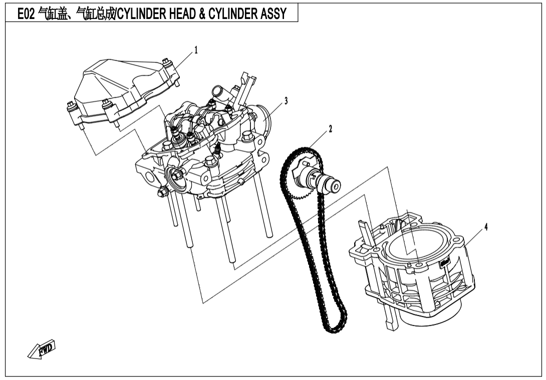 E02 CYLINDER HEAD @^ CYLINDER ASSY.