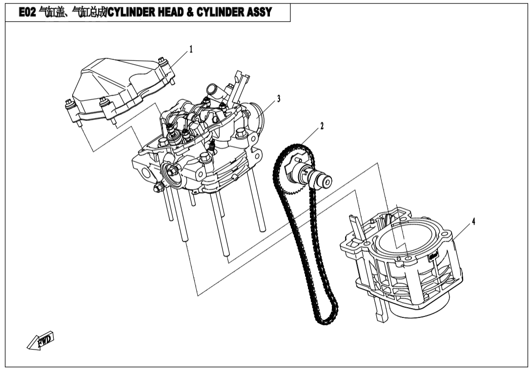 E02 CYLINDER HEAD @^ CYLINDER ASSY.
