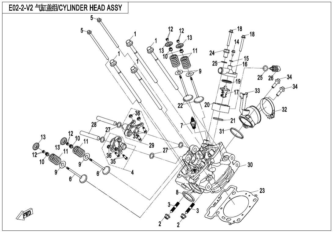 E02-2-V2 CYLINDER HEAD ASSY.