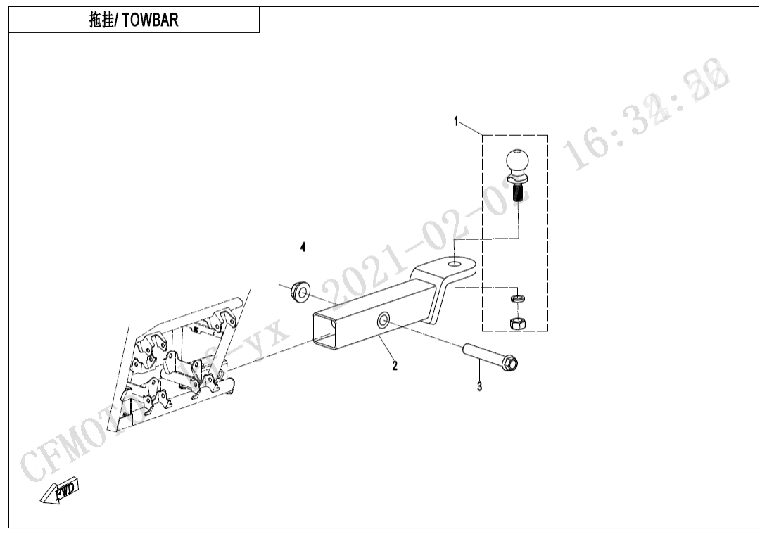 F40-D TOWBAR(SHORT, BLOT CONNECTION)