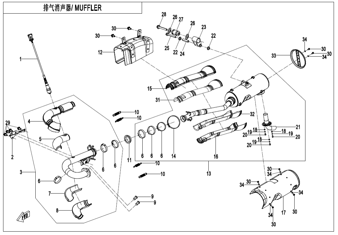 F02-B-V1 MUFFLER(FOR EU168 ONLY)