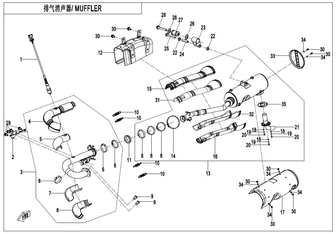 F02-B-V2 MUFFLER(FOR EU168 ONLY)