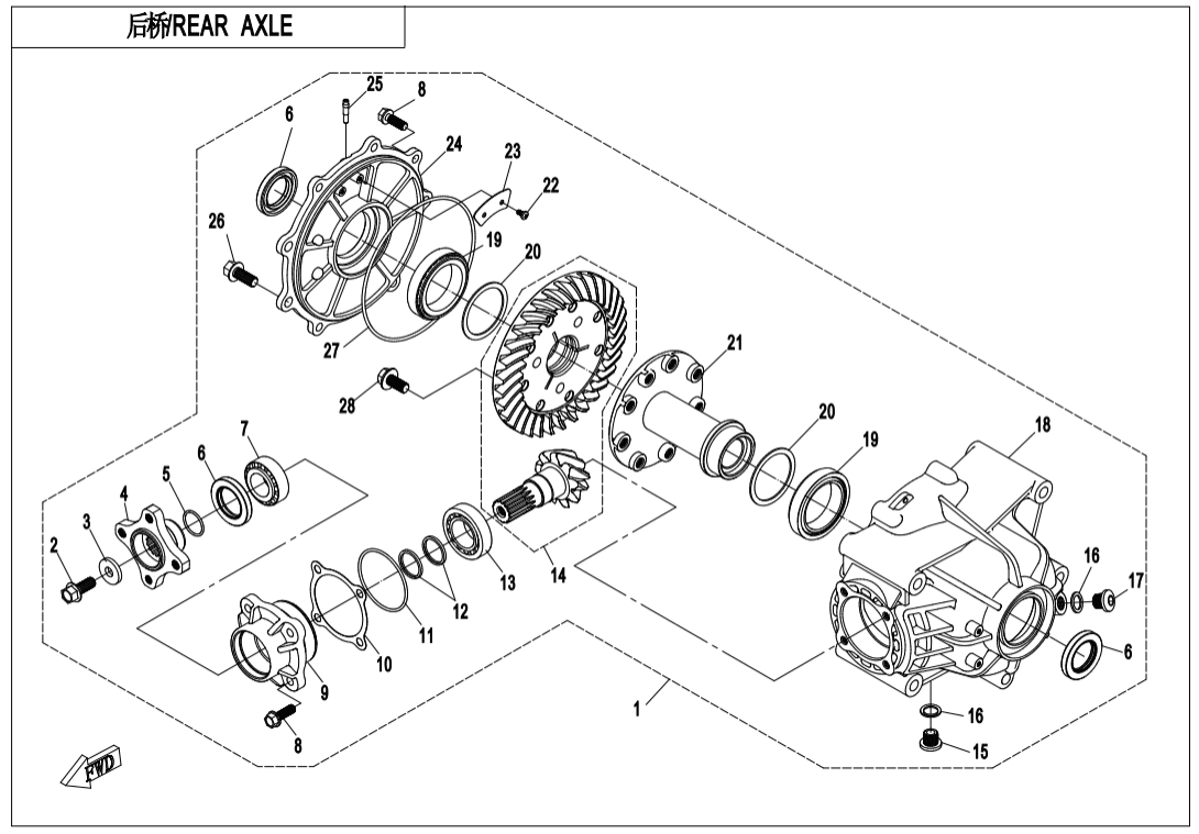 F33-B REAR AXLE(NO DIFFERENTIAL)