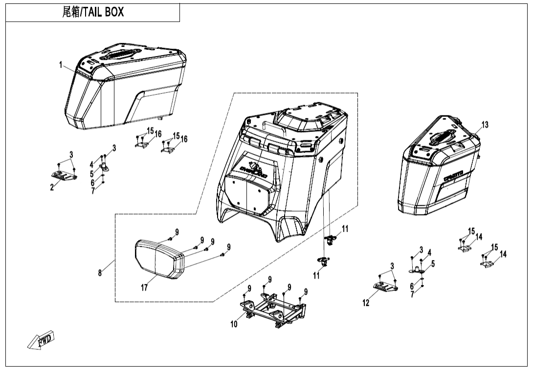 F80-5-B-V2 TAIL BOX(OVERLAND,THREE BOXES)