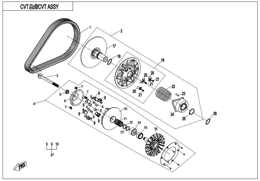 E05-A-V3 CVT ASSY(NO SPEED LIMITED,16g WEIGHT ROLLER)
