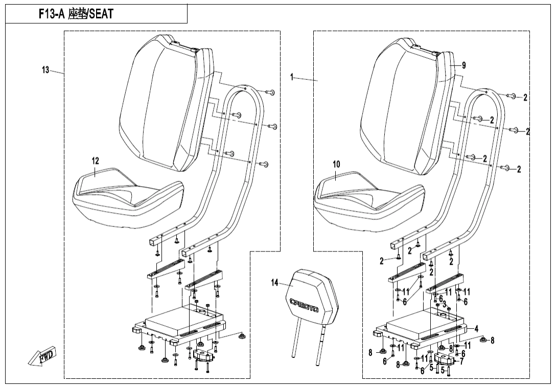 F13-A SEAT(BLACK@^RED)