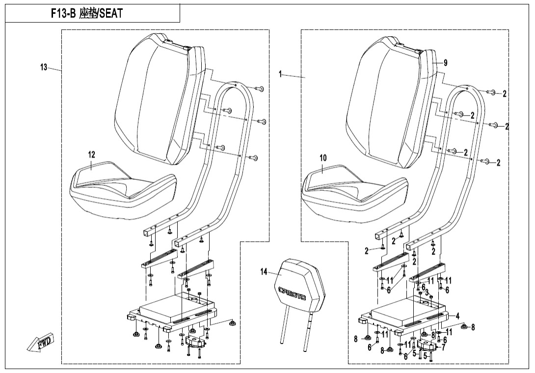 F13-B SEAT(BLACK@^GREY)