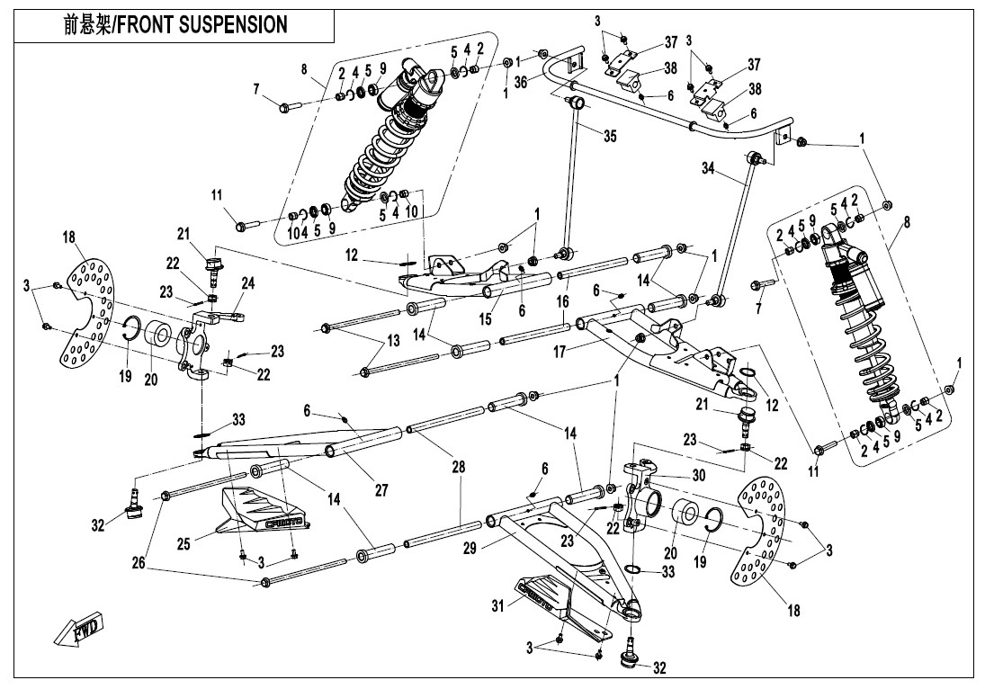 F05-B-V4 FRONT SUSPENSION(OIL SHOCK ABSORBER)