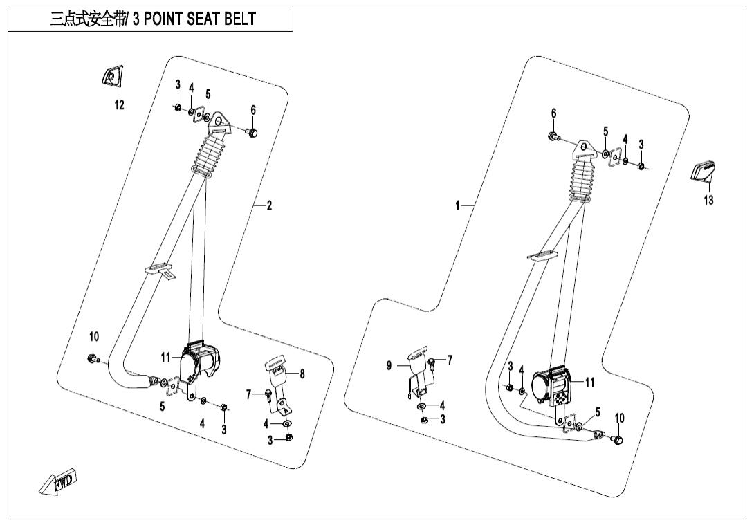F34-A-V2 3-POINT SEAT BELT