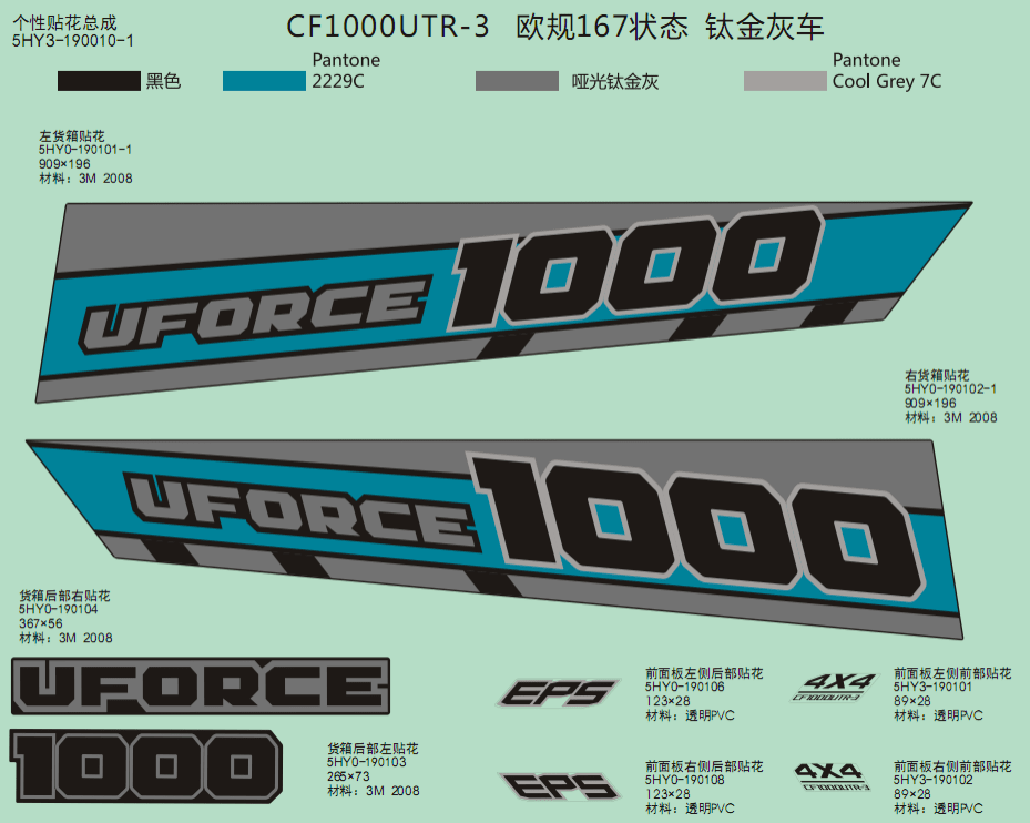 F19-2-B DECAL KITS(MATTE TITANIUM GRAY)