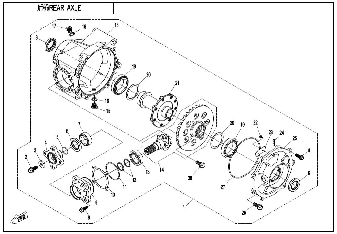 F33-B-V1 REAR AXLE(NON DIFFERENTIAL)