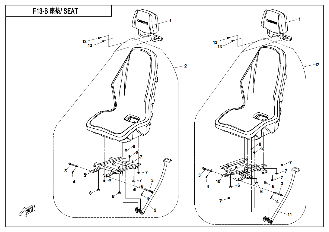 F13-B SEAT(FOR 5-POINT BELT)