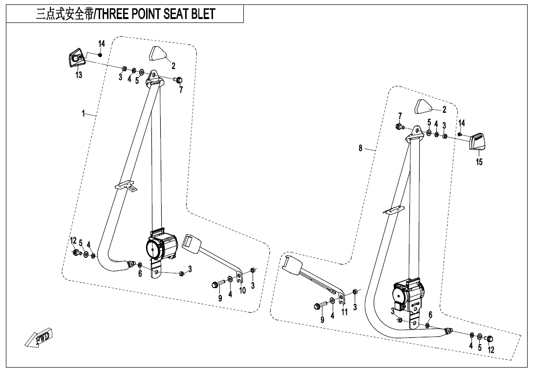 F34-A-V2 THREE POINT SEAT BELT