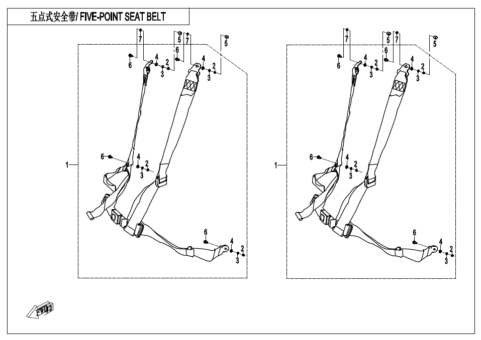 F34-B-V2 5-POINT SEAT BELT