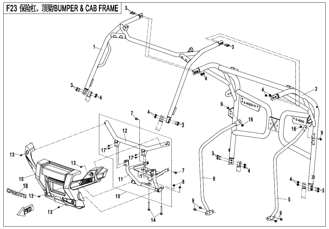 F23 BUMPER @^ CAB FRAME