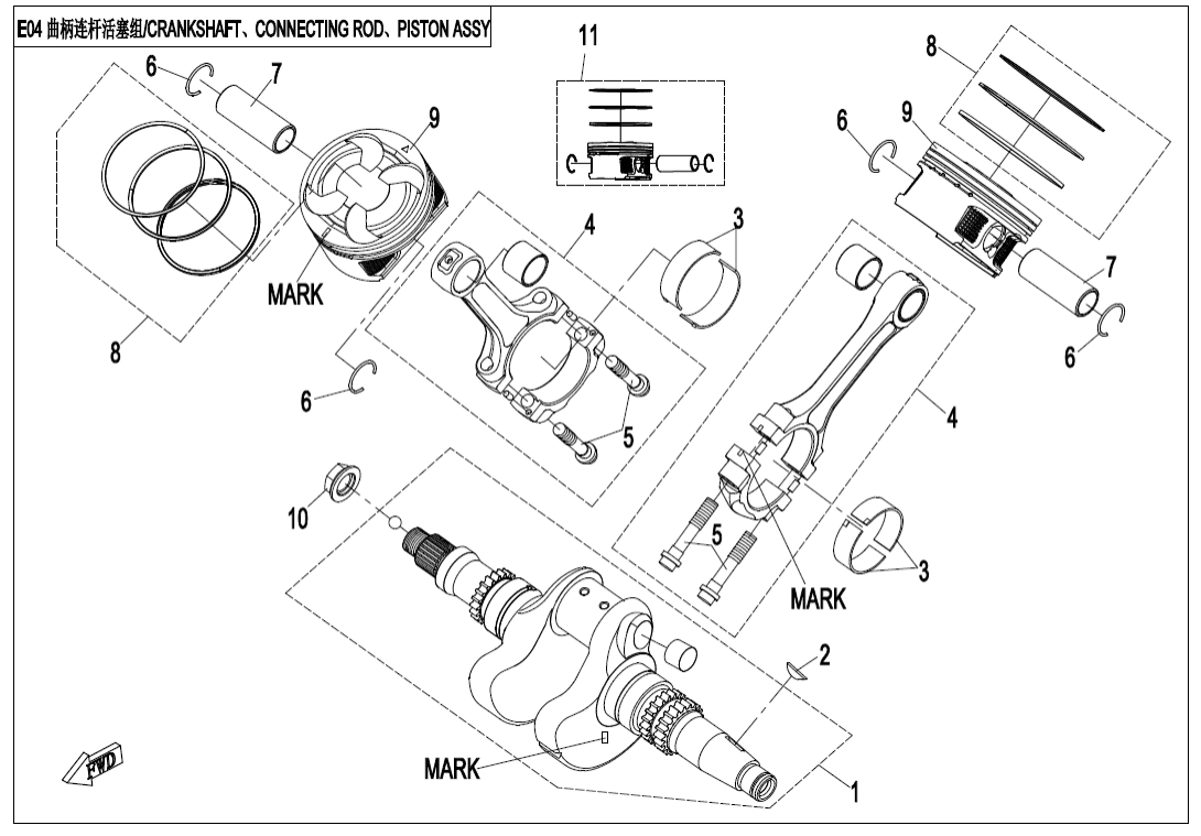 E04 CRANKSHAFT @^ CONNETING GOD @^ PISTON ASSY