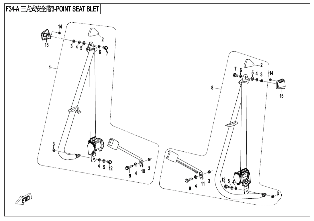 F34-A 3-POINT SEAT BELT