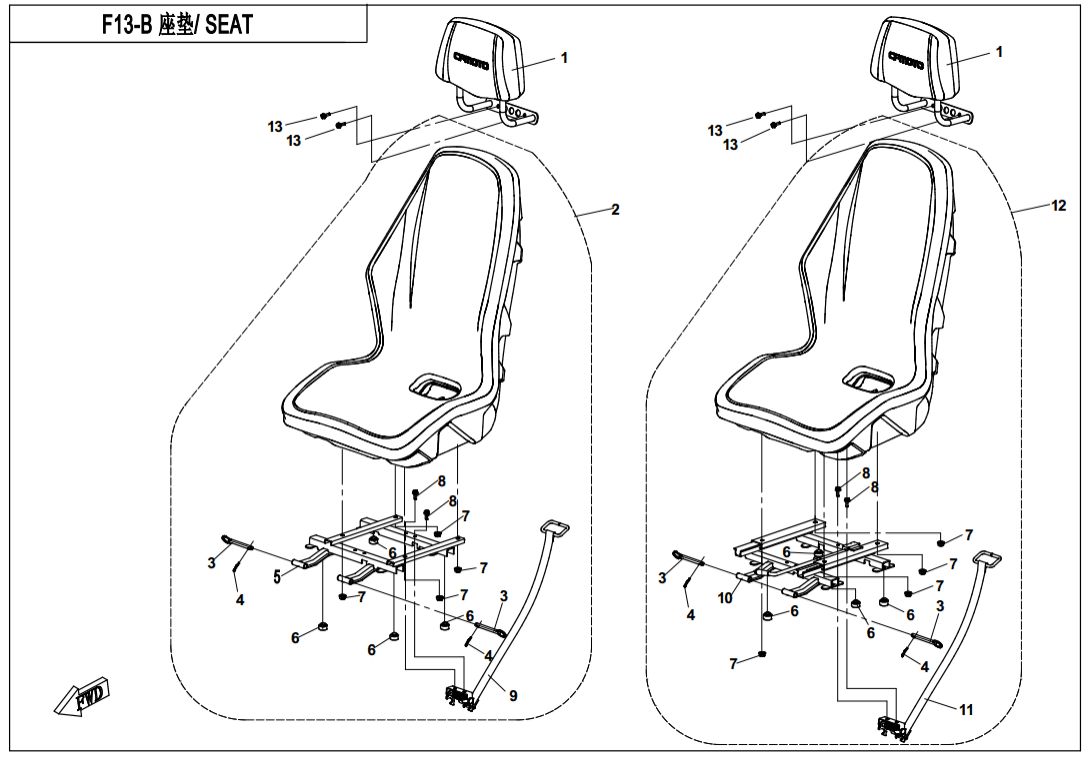 F13-B SEAT(FOR 5-POINT SEAT BELT)