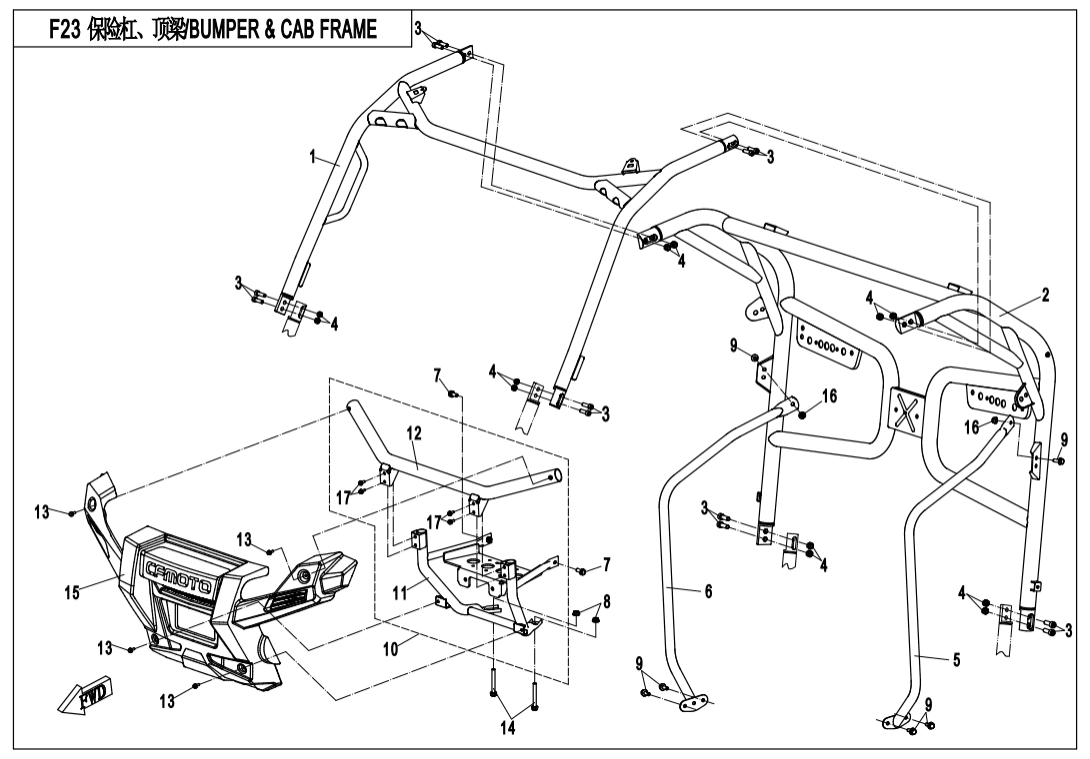 F23 BUMPER @^ CAB FRAME