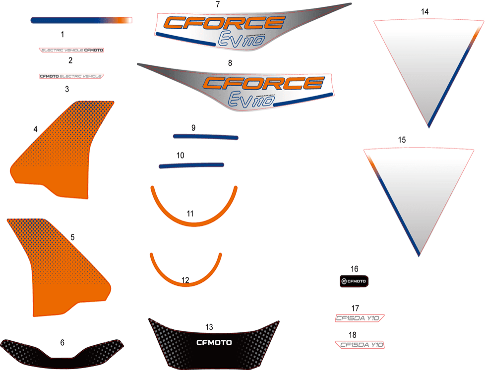 Nálepky (INJECTED PEARL WHITE, LAVA ORANGE)