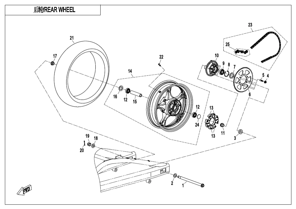 F11-A REAR WHEEL(MATTE BLACK-RIM)