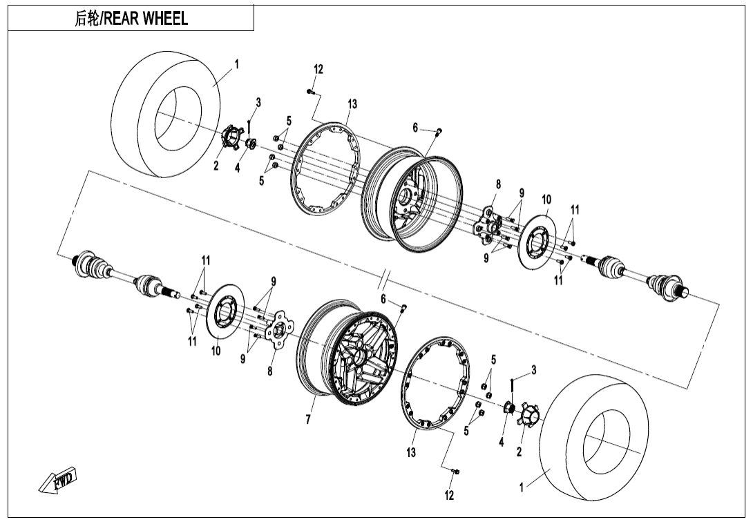 F11-B REAR WHEE(WITH LOCK RING)