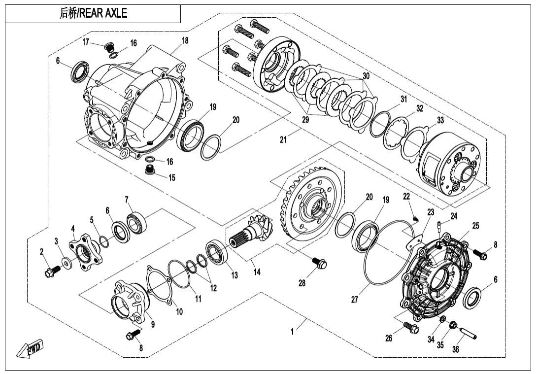 F33-A-V3 REAR AXLE(AUTOMATIC DIFFERENTIAL LOCK)