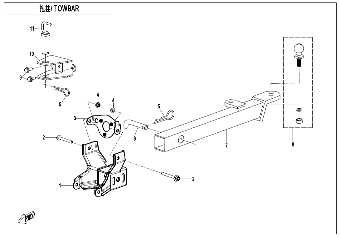 F40-B TOWBAR(PIN SHAFT CONNECTION )