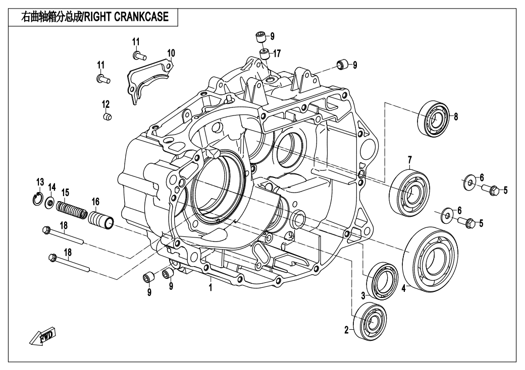 E01-1 RIGHT CRANKCASE