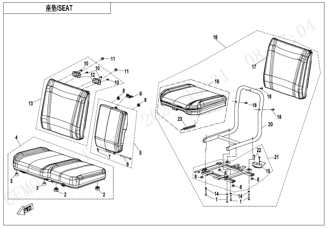 F13-1 FRONT SEAT(NON HEATING EQUIPMENT)