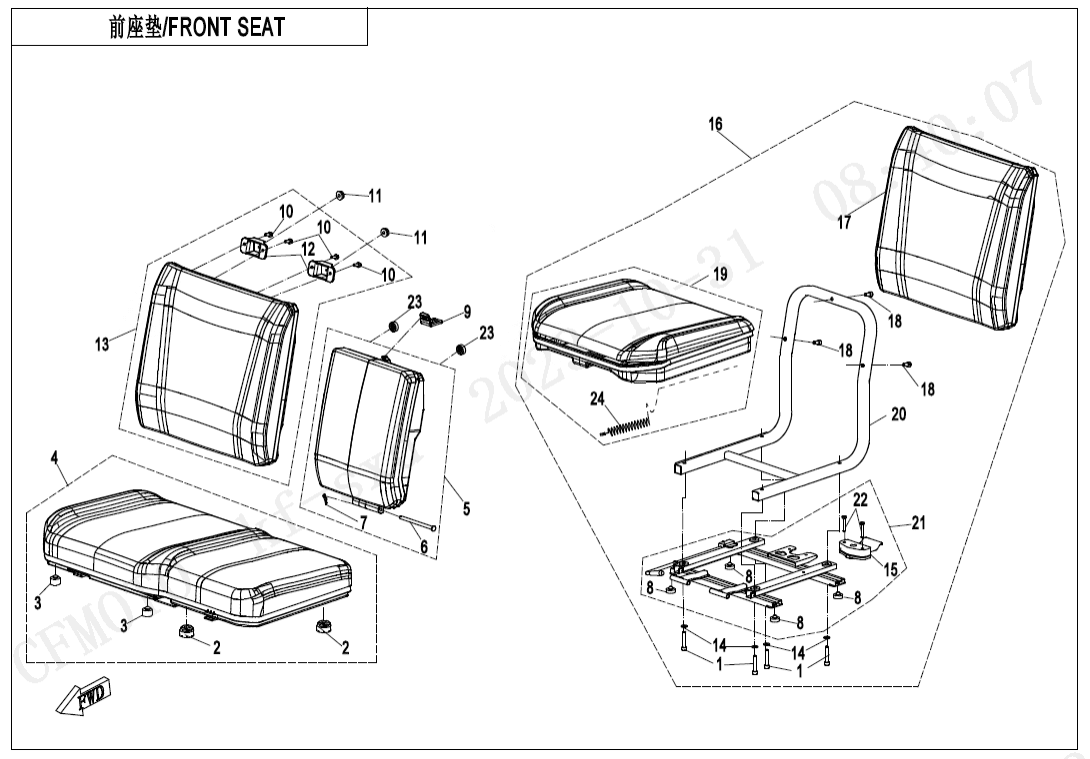 F13-1 FRONT SEAT(NON HEATING EQUIPMENT)