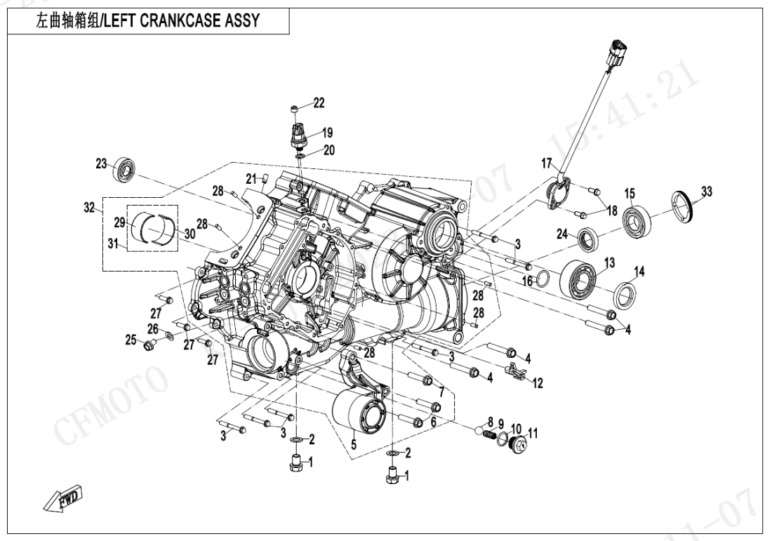 E01-1 LEFT CRANKCASE ASSY