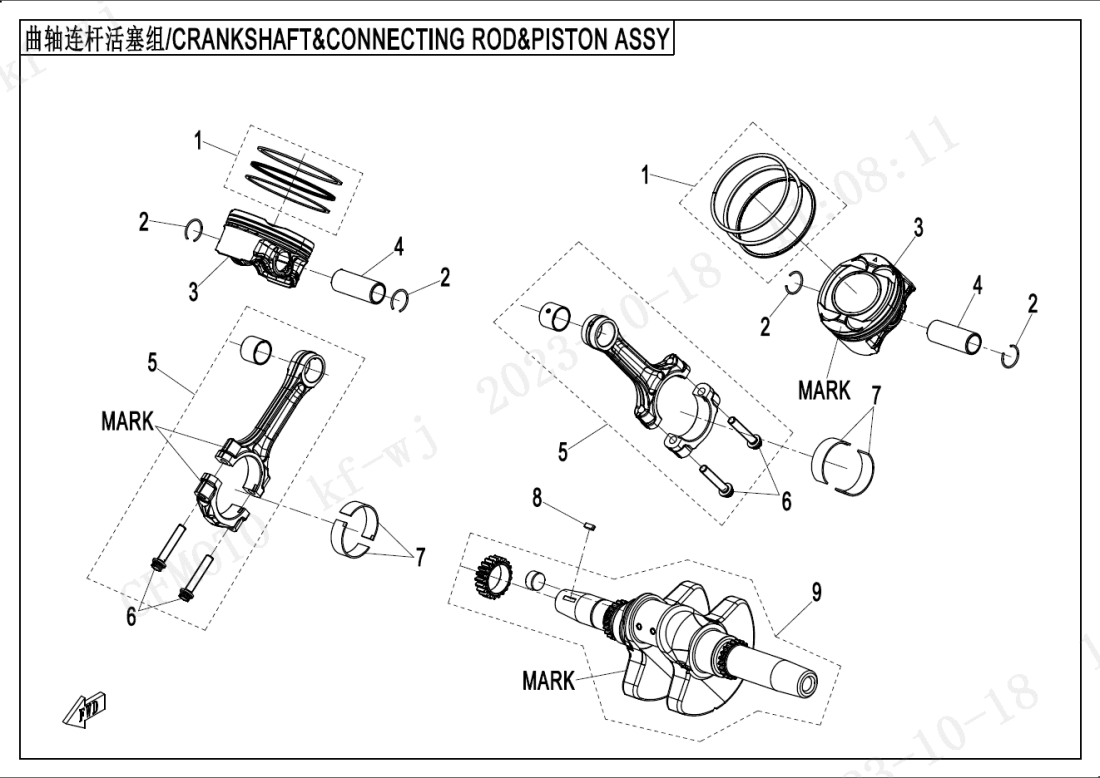 E04 CRANKSHAFT、CONNECTING ROD、PISTON ASSY