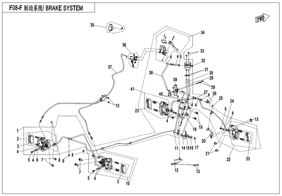 Brzdový systém - pravá parkovací brzda III