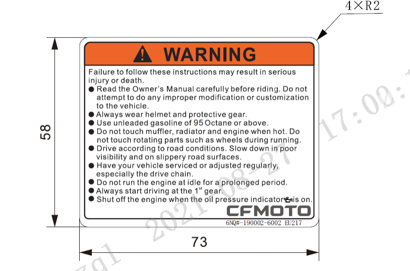 F19-1 WARNING DECAL