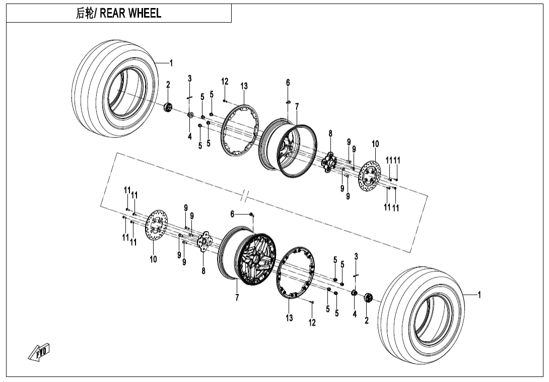 F11-B REAR WHEE(WITH LOCK RING)